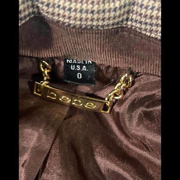 Bebe Women's Brown Houndstooth Blazer - Size 0 - Picture 1 of 9